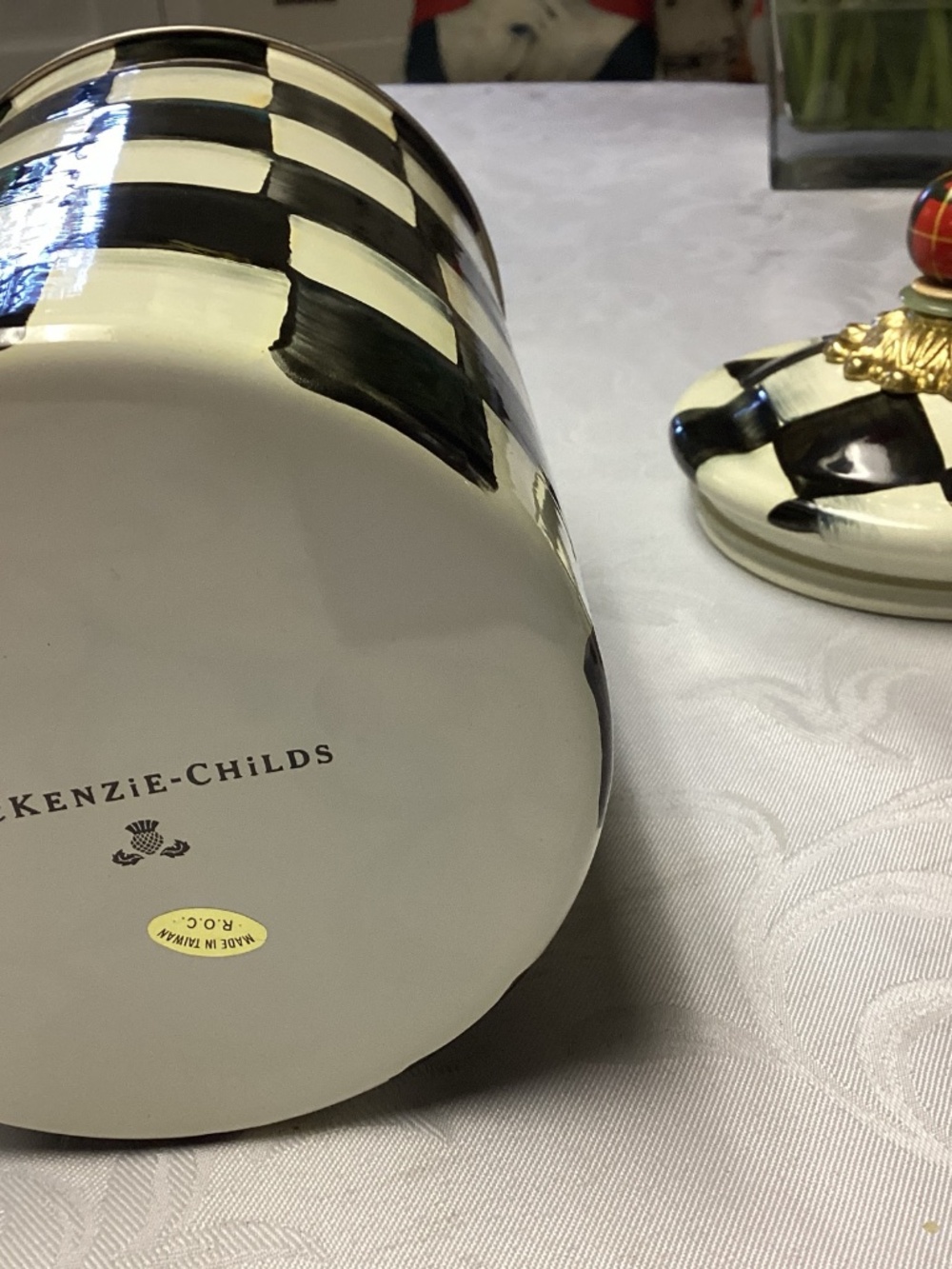 Mackenzie Child COURTLEY check cannister. New - Picture 6 of 12